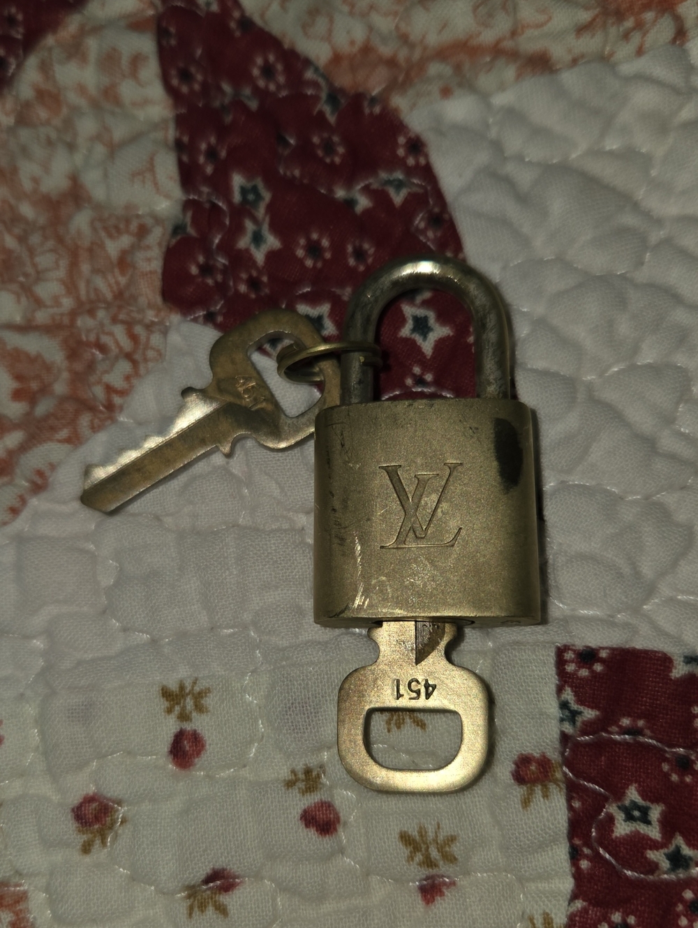 Louis Vuitton Brass Tone Padlock and Key Set - Gold #451
